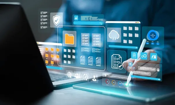 Interfaccia intuitiva di un software di gestione documentale con dashboard user-friendly